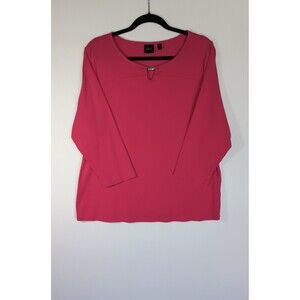 Rafaella Women's 3/4 Sleeve Solid Pink Top Size 2X